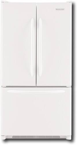 Front Standard. KitchenAid - 19.8 Cu. Ft. Counter-Depth Side-by-Side Refrigerator with Bottom-Mount Freezer - White.