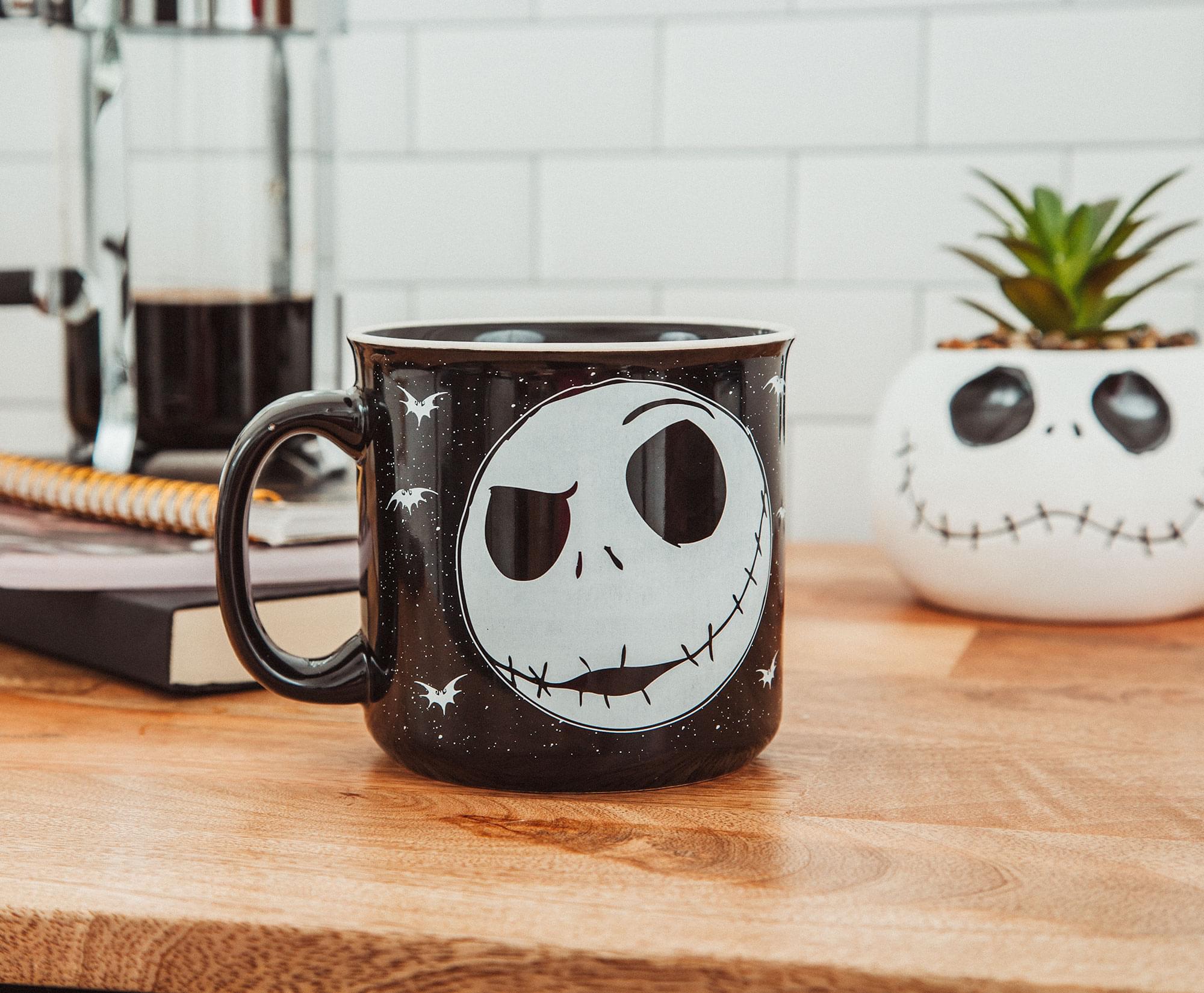 Alt View 4. Disney - Disney The Nightmare Before Christmas Jack Face Ceramic Camper Mug | 20 Ounces - Black.