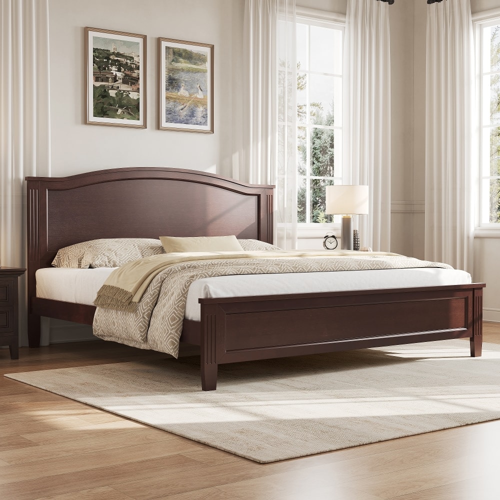 Loheer - Full Size Platform Bed Solid Wood Bed Frame with Headboard - Espresso price history on PriceWatchPro
