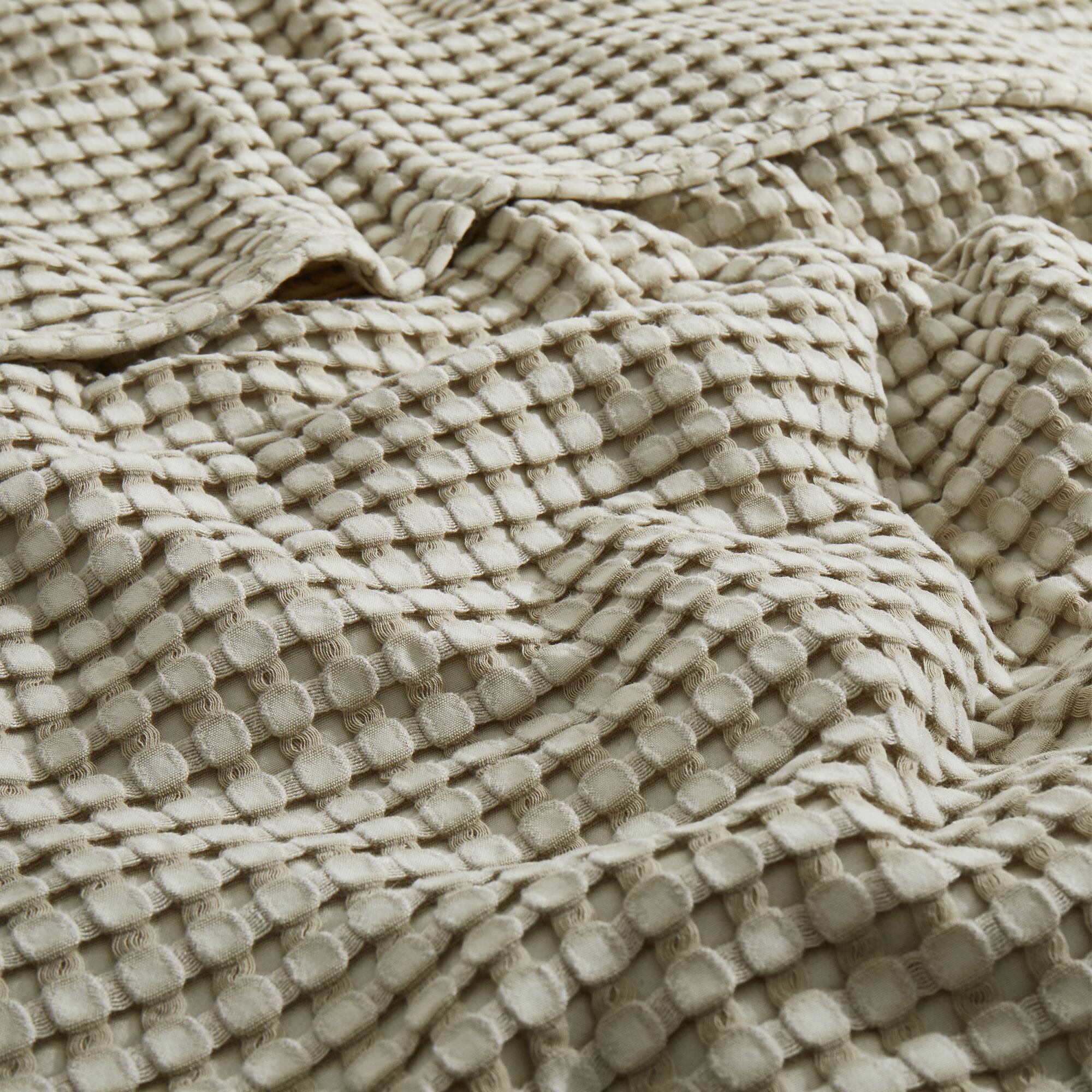 Alt View 1. Puredown - Puredown Organic Cotton Soft Lightweight Waffle Weave Bed Blanket,  Breathable Textured Blanket, Beige, 90" x 90" - Beige.