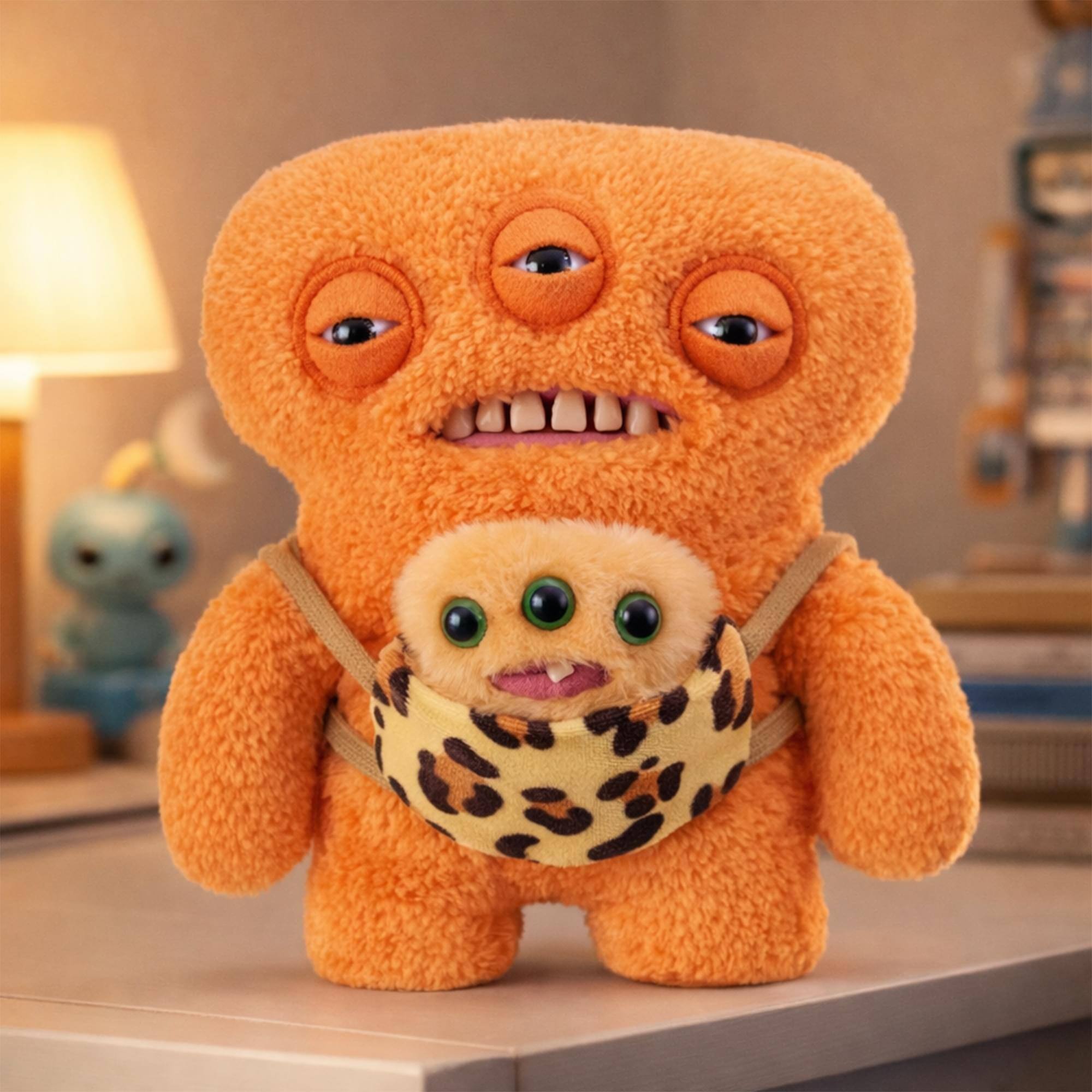 Alt View 3. Fuggler - Zuru Fuggler Double Trouble Mini Me Annoyed Alien 9 Inch Plush Series 1 - Orange.