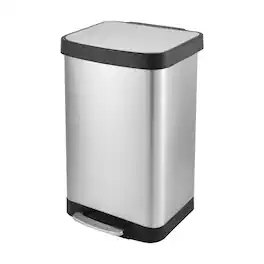 Innovaze - 14.5 Gal./55 Liter Rectangular Step-On Stainless Steel Trash Can for Kitchen - Silver
