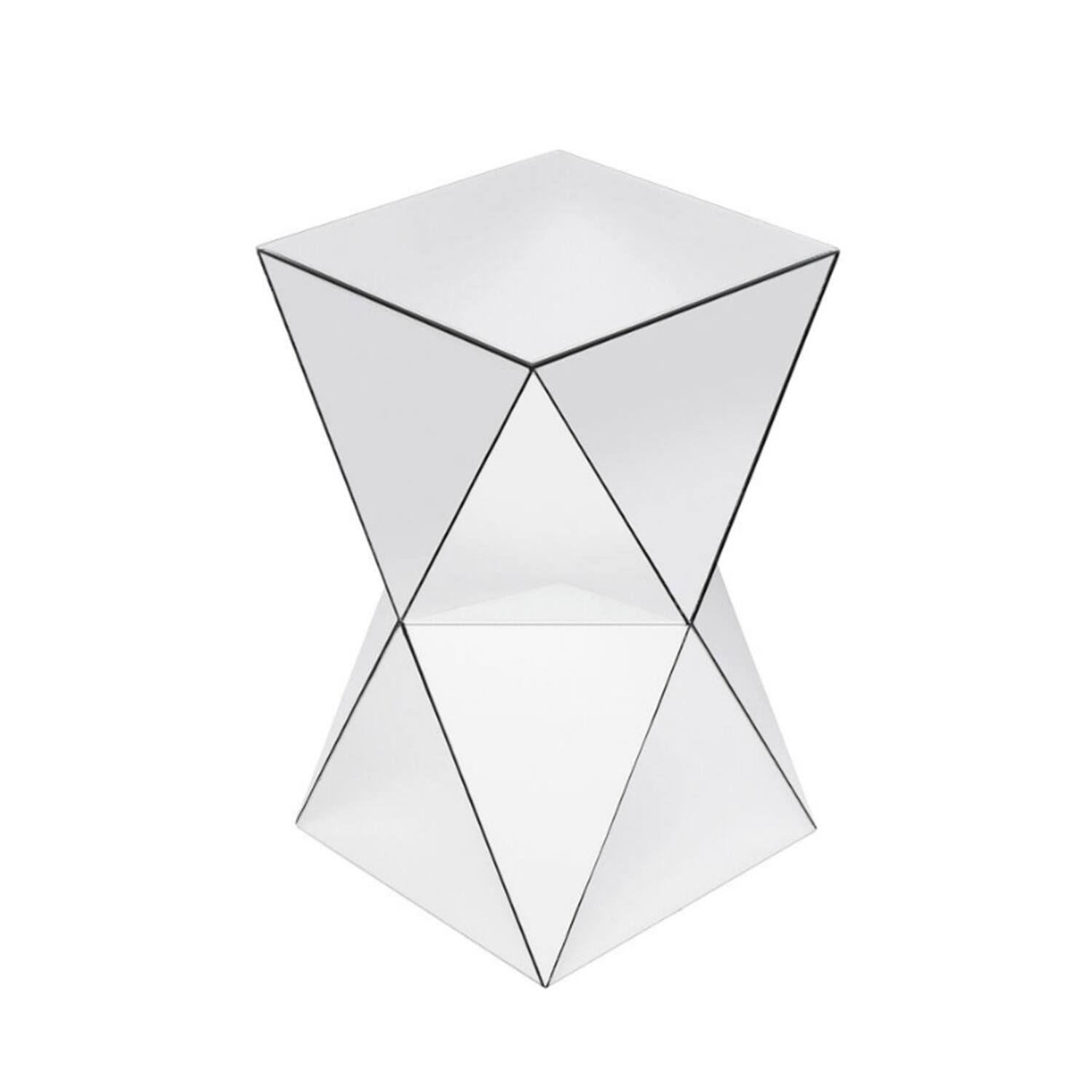 Alt View 2. Loheer - Loheer Mirrored Side Table Geometric End Table Silver Accent Table Modern Nightstand for Living Room Bedroom - Silver.