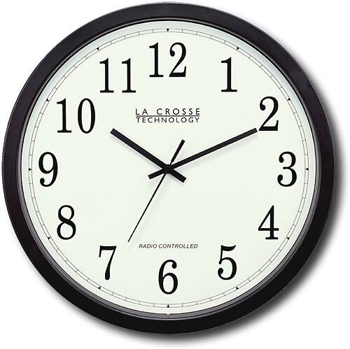 Front Standard. La Crosse Technology - 14" Atomic Analog Clock - Black.