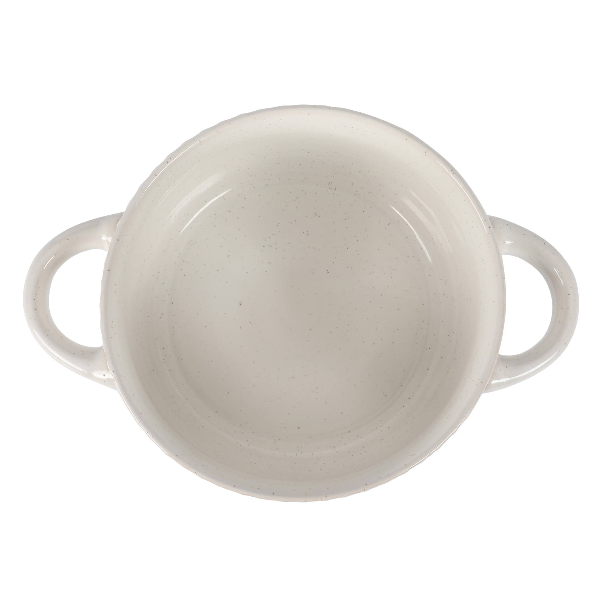 Alt View 3. Gibson - Gibson Elite Earlhart 2 Piece 6 Inch Ribbed Stoneware Soup Bowl Set with Handles in White - White.