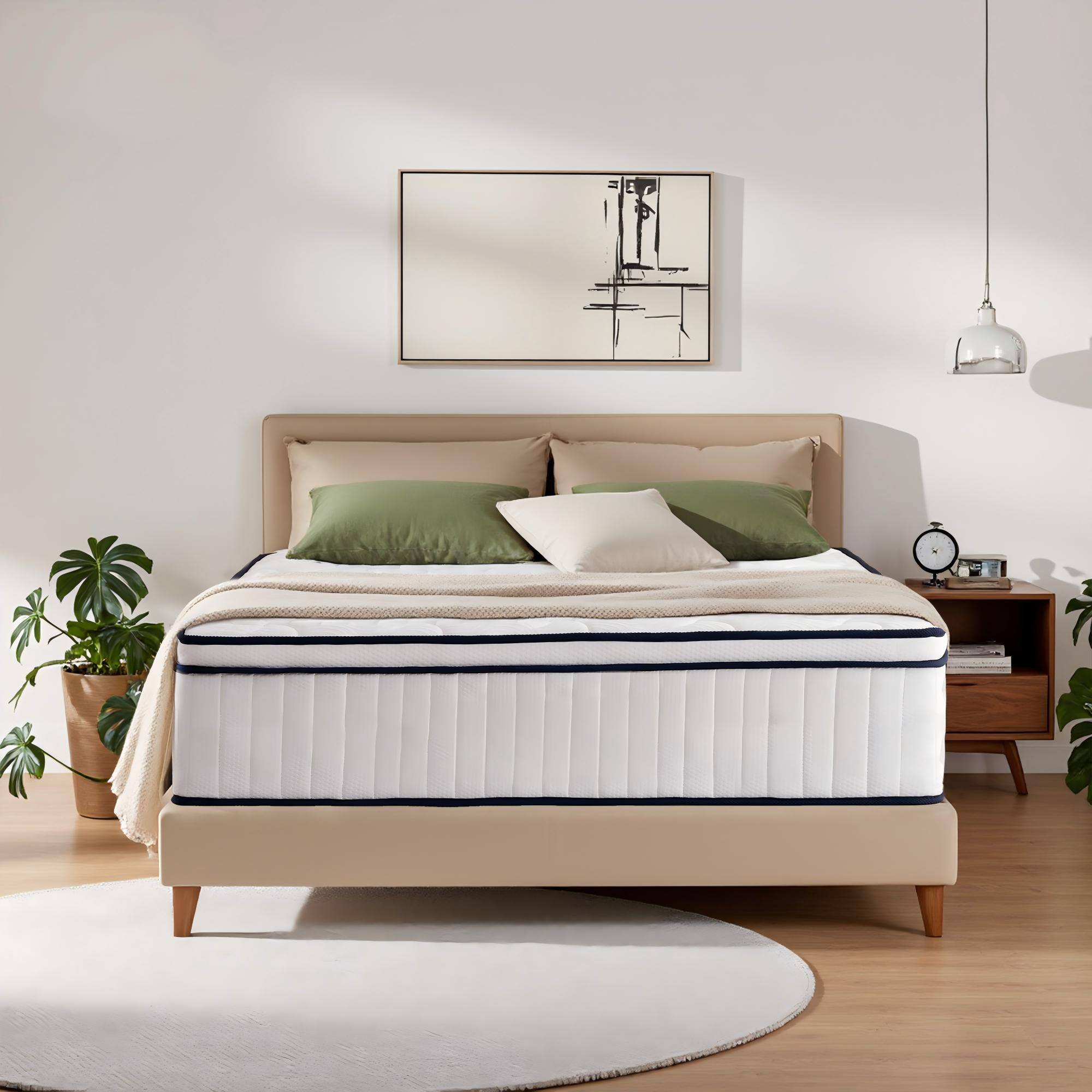 Alt View 7. Ecooso - 12" King Medium-Firm Hybrid Mattress, Memory Foam + Pocket Coils, Pressure Relief, Cooling Cover - White.