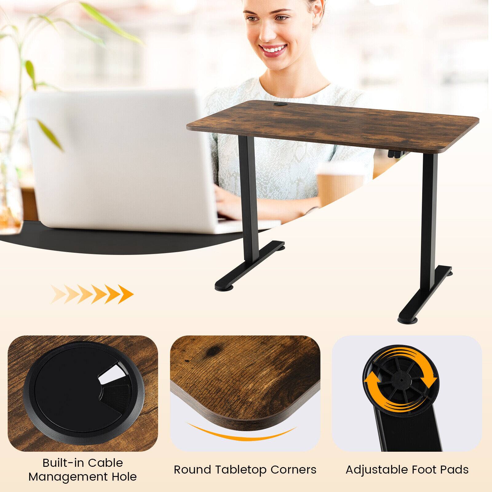 Built-in Cable Management Hole, Round Tabletop Corners, Adjustable Foot Pads