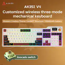 AJAZZ - AK35I V4 Avocado Switch Original Black, White, Blue Three-Mode with Screen RGB DIY Keyboard - Red