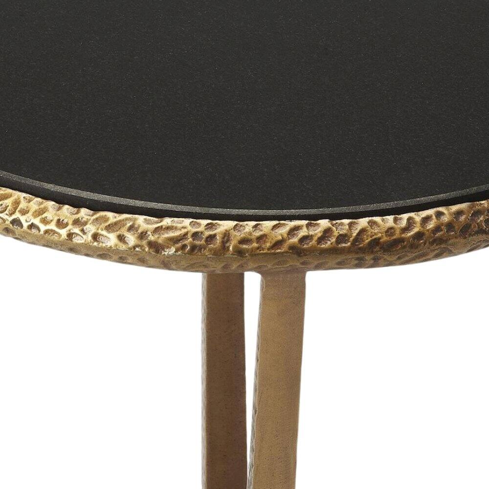 Left. Starlight Canyon Home - Stone Side Table – Unique Round Stone End Table with Metal Base Design - Multi-Color.