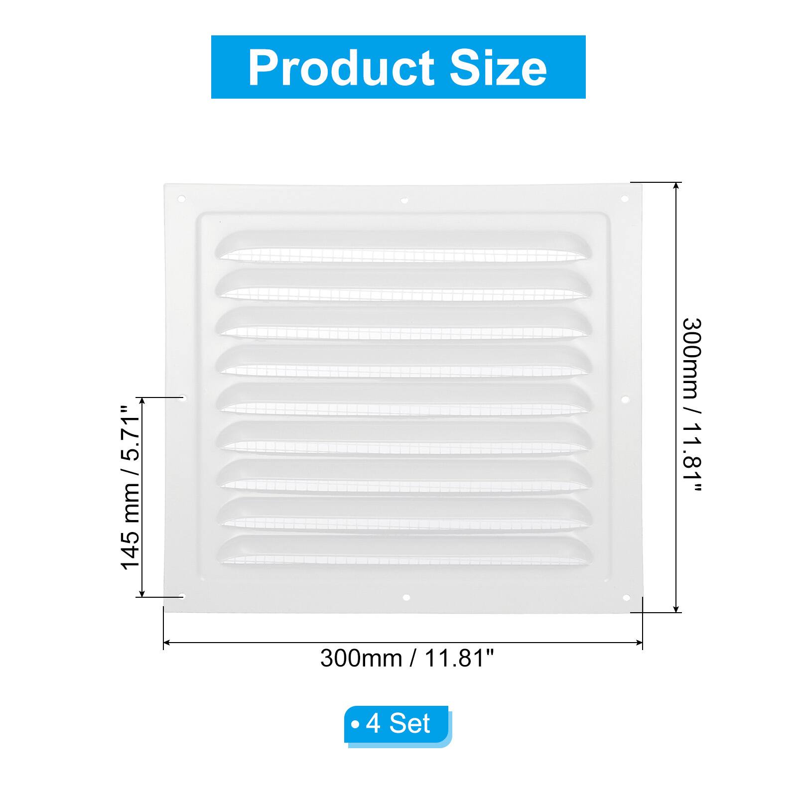 Product Size  
145 mm / 5.71"  
300 mm / 11.81"  
4 Set