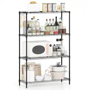 Costway - 4-Tier Metal Storage Shelving Unit, 1000 LBS Storage Organizer with V-Shaped Rack - Black
