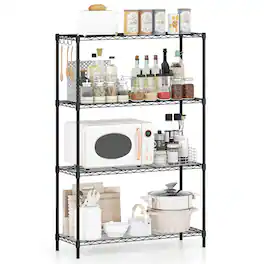 Costway - 4-Tier Metal Storage Shelving Unit, 1000 LBS Storage Organizer with V-Shaped Rack - Black