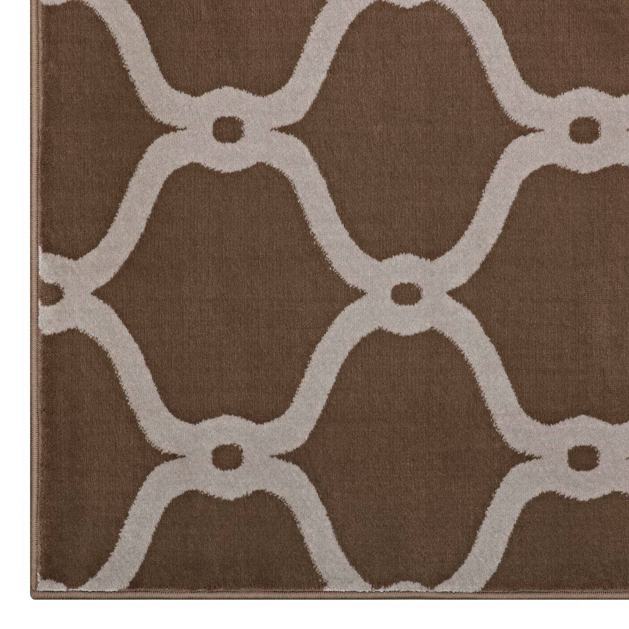 Alt View 1. Modway - Beltara Chain Link Transitional Trellis Area Rug - Dark Tan and Beige.