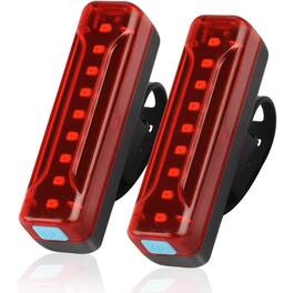 Schertz - 2-Pack USB Rechargeable Bike Tail Light, 1200mAh, 5 Modes, IPX5 Waterproof - Black, Red