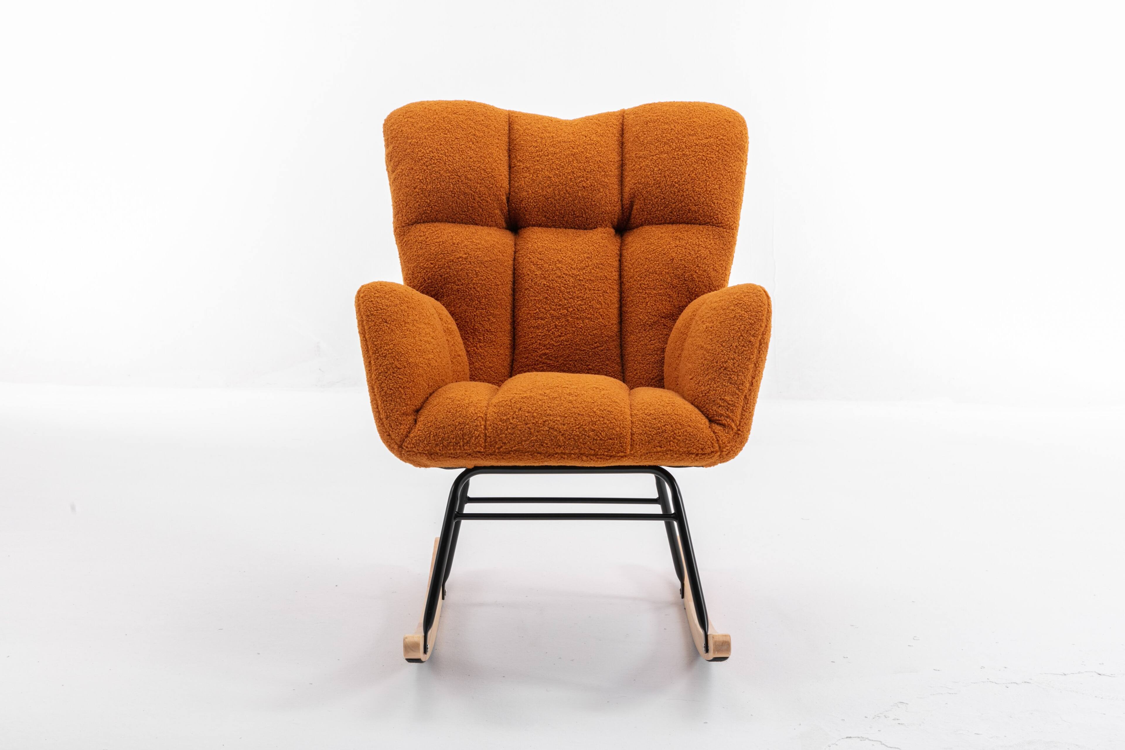 Alt View 2. GOODSILO - Teddy Fabric Rocking Glider Nursery Chair For Living Room Indoor - Caramel.