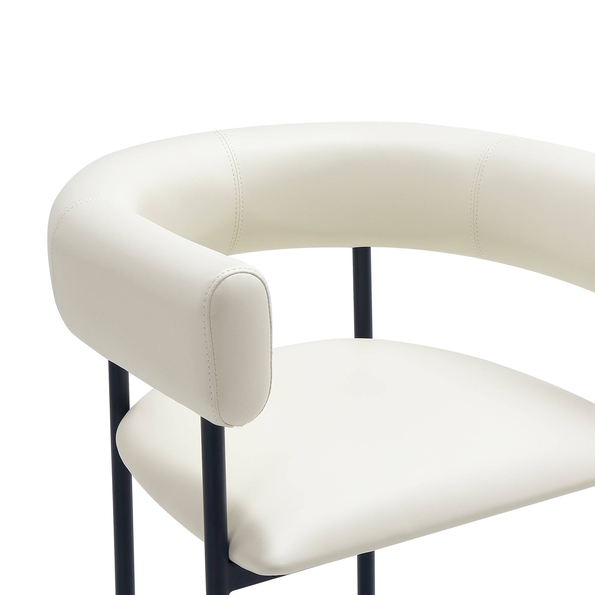 Alt View 1. Manhattan Comfort - Onda Contemporary Metal Vegan Leather Dining Chair - Ivory.