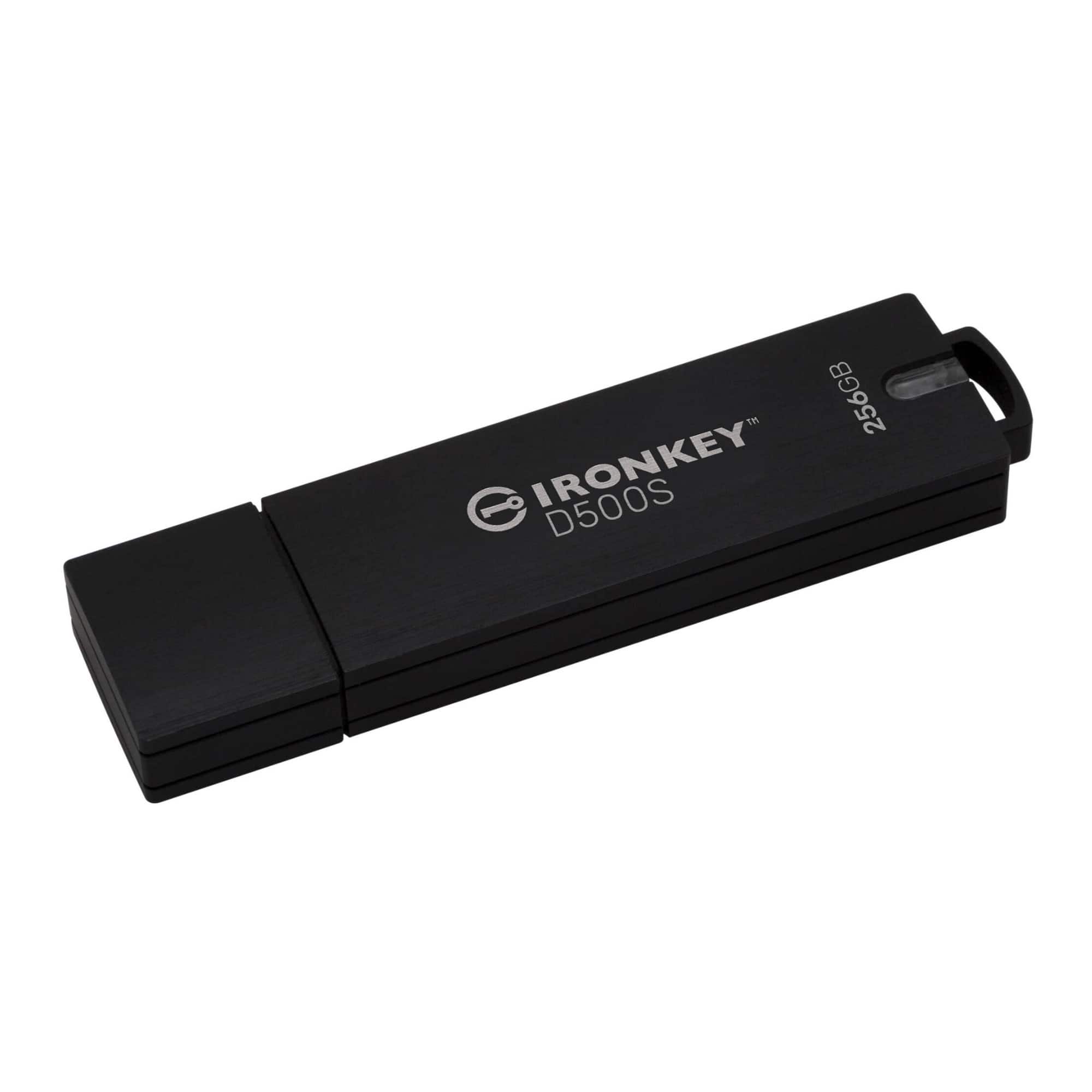Kingston - Ironkey D500S 256GB Encrypted USB Flash Drive - Black/Black