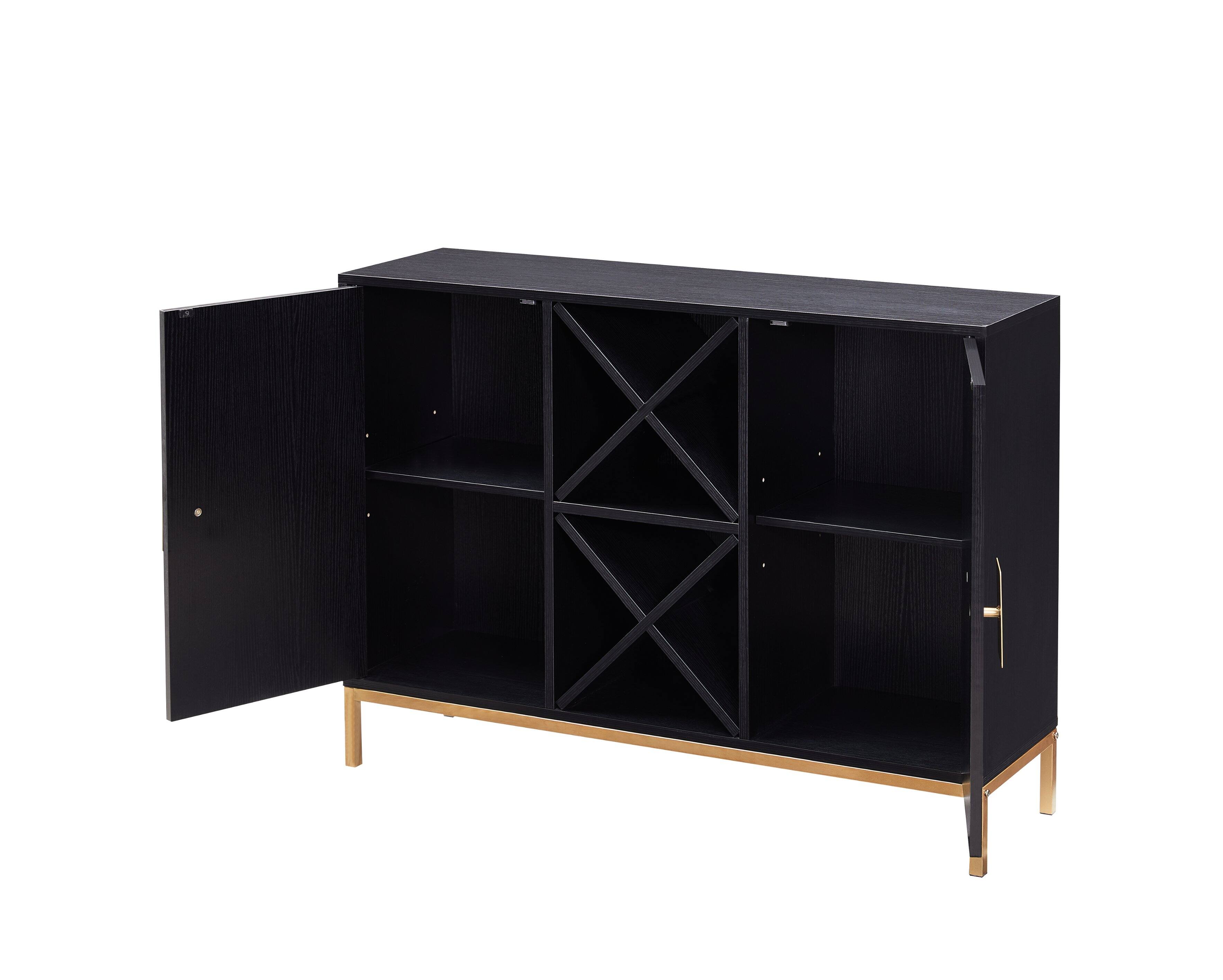 Alt View 1. Kings Brand Furniture - Kings Brand Furniture Wine Liquor Bar Buffet Sideboard, Cabinet with Wine Rack Storage for Kitchen, Dining Room, Black - Black.