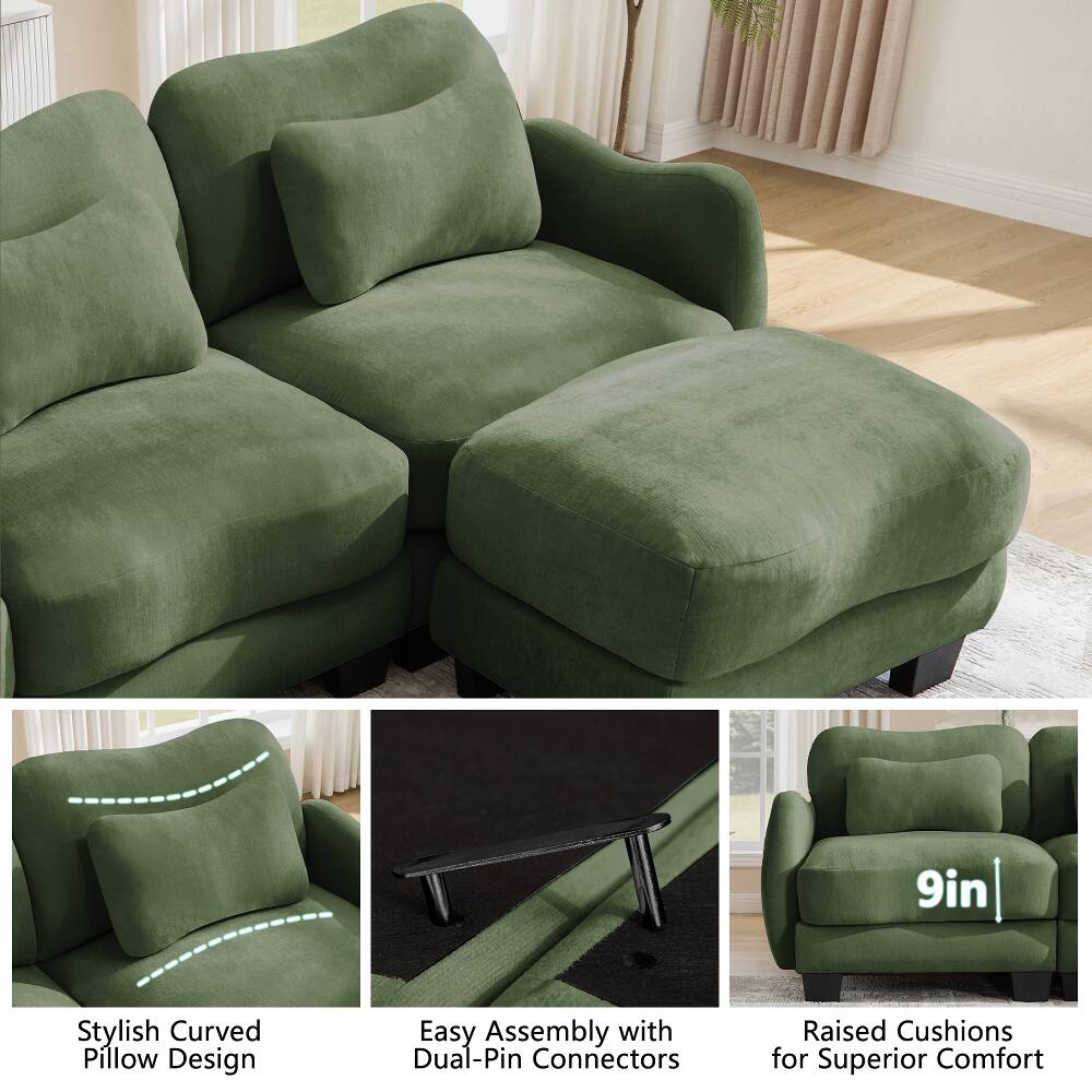 9in Stylish Curved Pillow Design Easy Assembly with Dual-Pin Connectors Raised Cushions for Superior Comfort