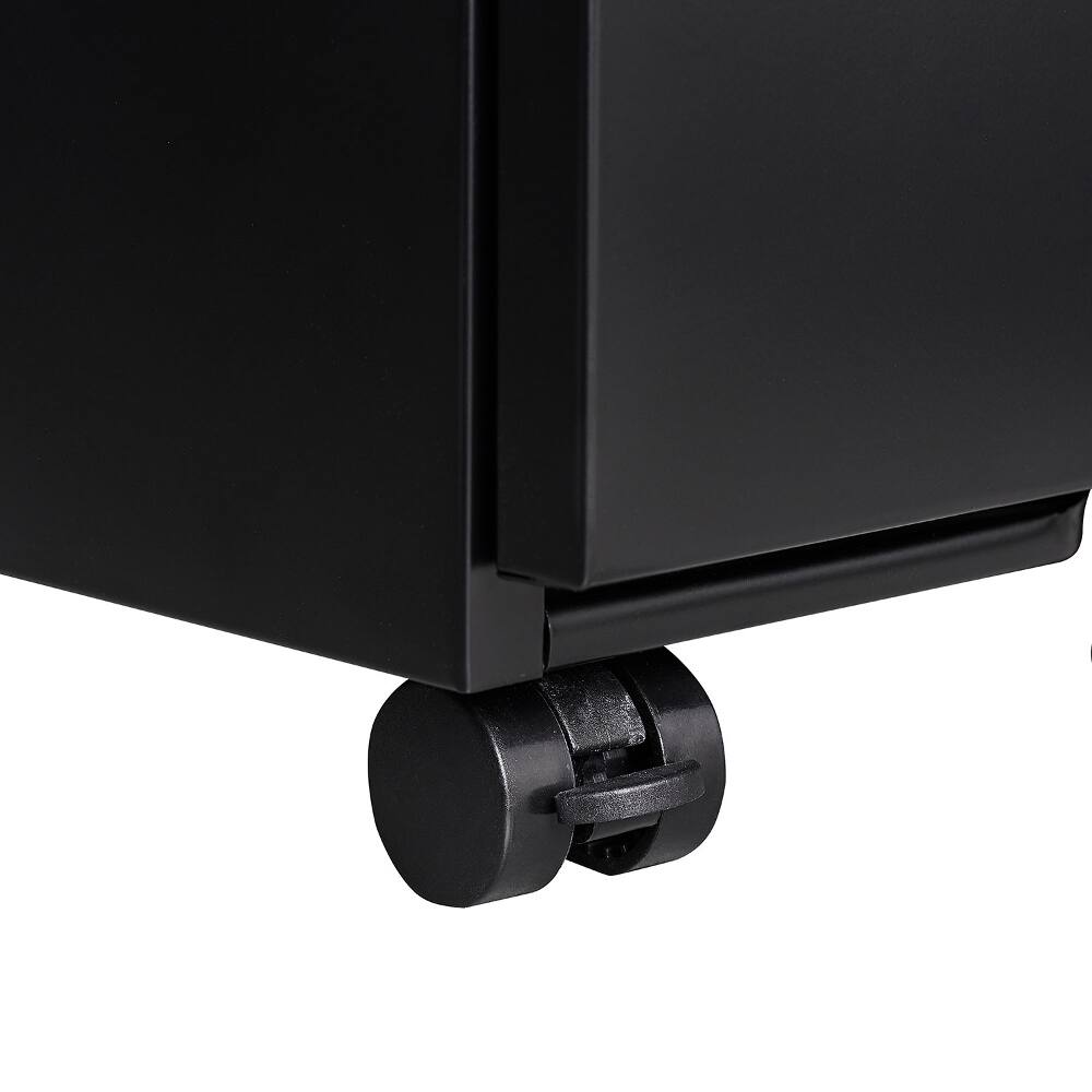 Alt View 6. Loheer - Loheer 3 Drawer Mobile File Cabinet Black Metal Rolling Cabinet with Lock for Legal Letter Size Under Desk.