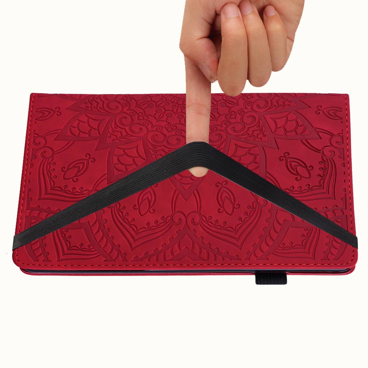 Alt View 3. Dteck - Case for Samsung Galaxy Tab S10 Ultra & S9 Ultra & S8 Ultra (X920/X910/X900),Shockproof Embossed PU Leather Folio Cover - Red.