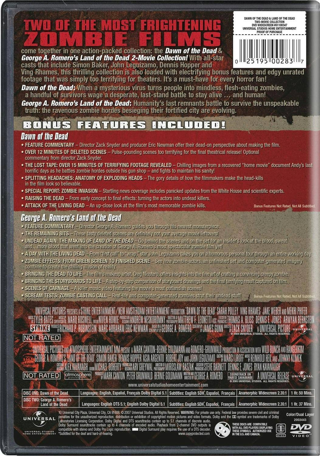 Back. Dawn of the Dead/George A. Romero's Land of the Dead (DVD Set) [DVD].