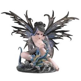 FC Design - 14"H Water Fairy with Dragon Baby Figurine Statue Computer Desk Tabletop Medieval Gaming Home Decor Gift - Multi-Color