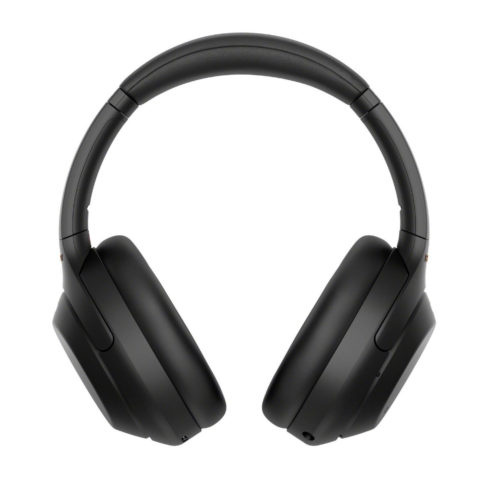 Front. Sony - Sony WH-1000XM4 Wireless Noise Canceling Over-Ear Headphones (Black) Bundle - Black.