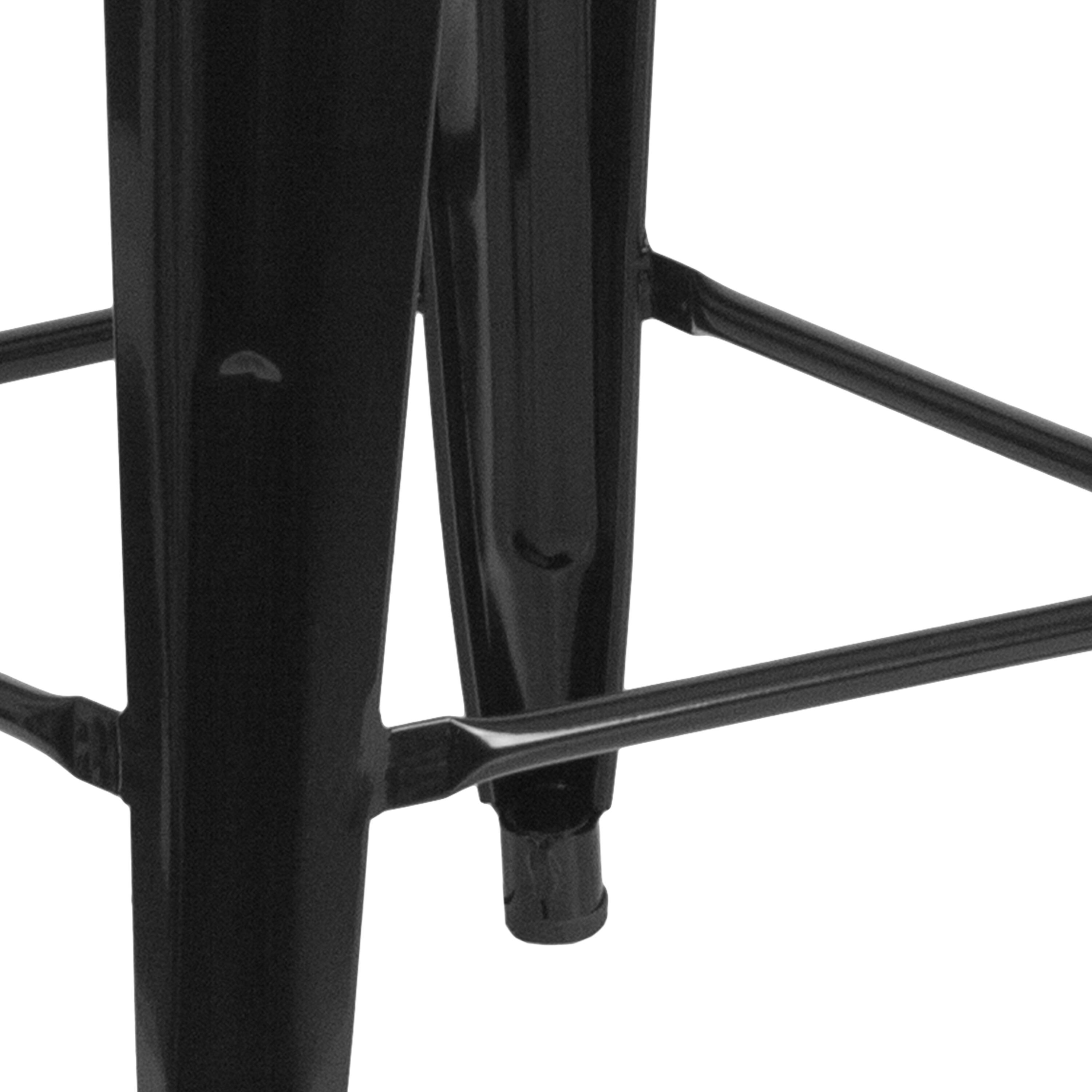 Alt View 9. Emma + Oliver - 30"H Backless Metal Barstool with Wood Seat - Black.