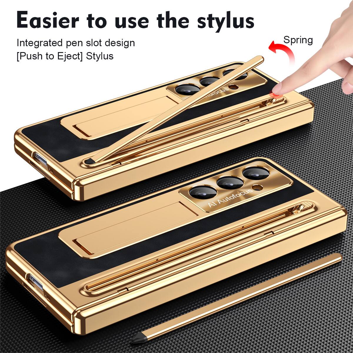 Easier to use the stylus  
Integrated pen slot design  
[Push to Eject] Stylus  
Spring  
AI Autofocus