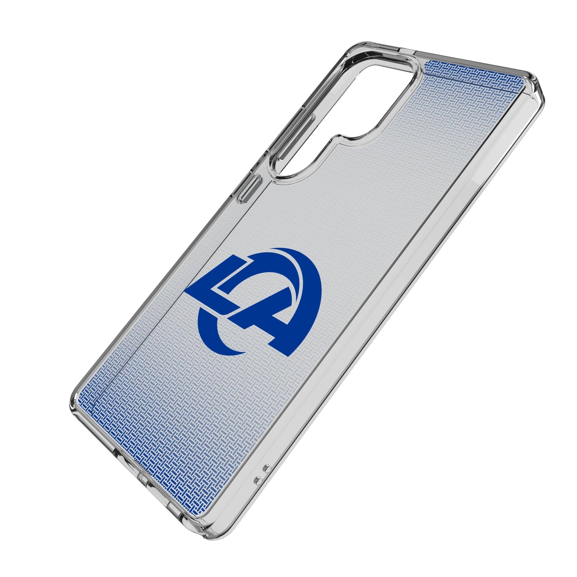 Alt View 1. Keyscaper - Los Angeles Rams Linen Logo Galaxy Clear Case - S23 - Multicolor.