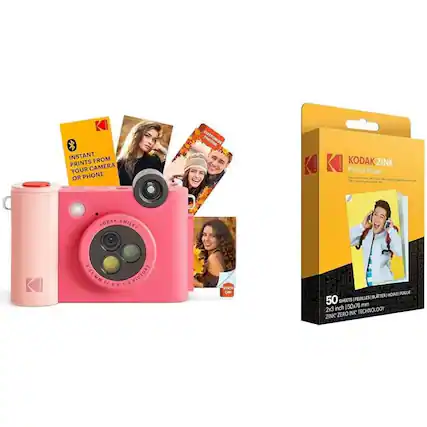 INSTANT PRINTS FROM YOUR CAMERA OR PHONE
KODAK ZINK Photo Paper
50 SHEETS - 2x3 inch (50x76 mm)
KODAK SMILE
3.67 MM F/ 2.8 3:2
ZINK ZERO INK TECHNOLOGY