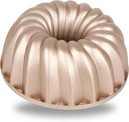 Baker's Secret - Fluted Cake Pan, Cast Aluminum 2 Layers Nonstick Coating (Classic) - Champagne Gold