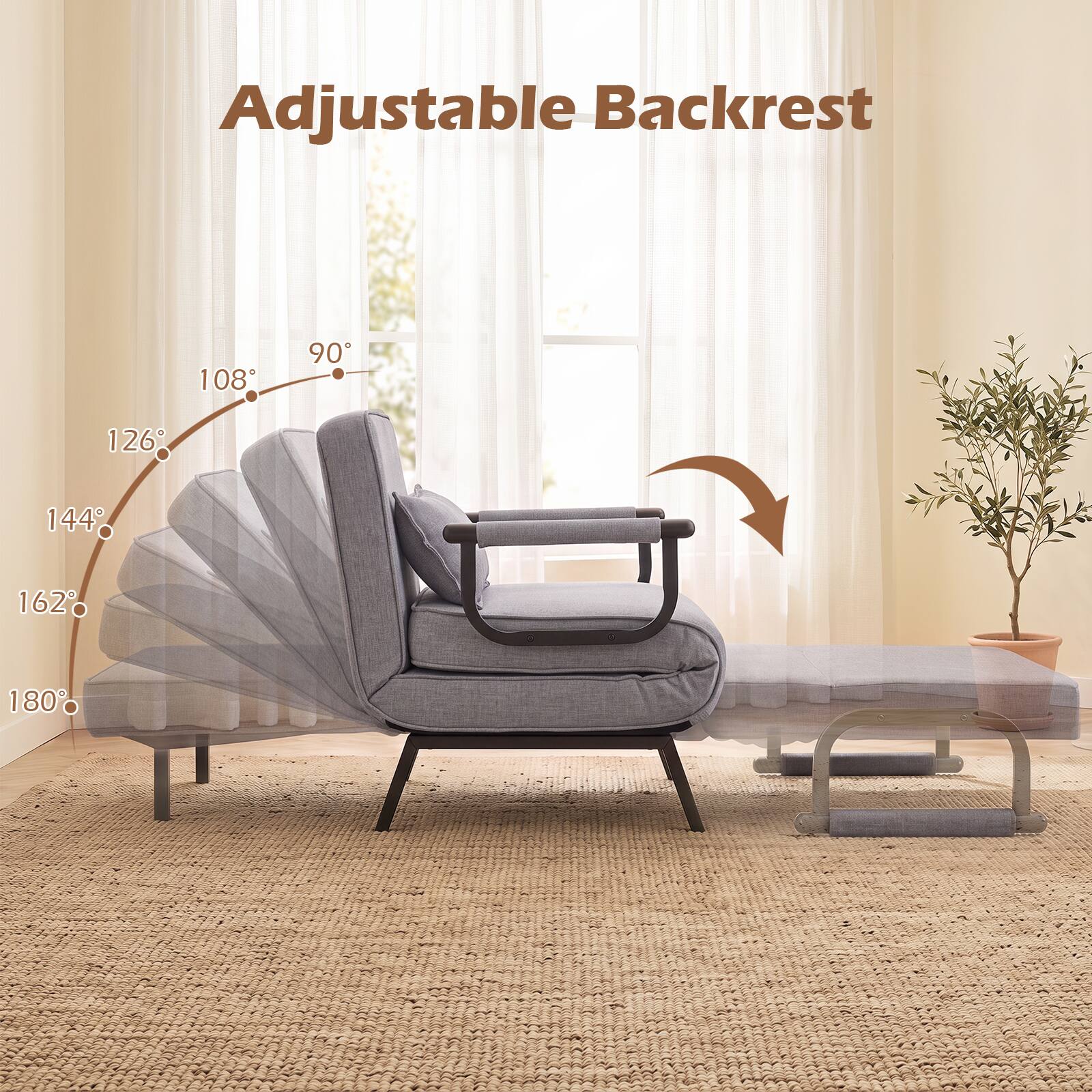 Adjustable Backrest

108°
90°
126°
144°
162°
180°