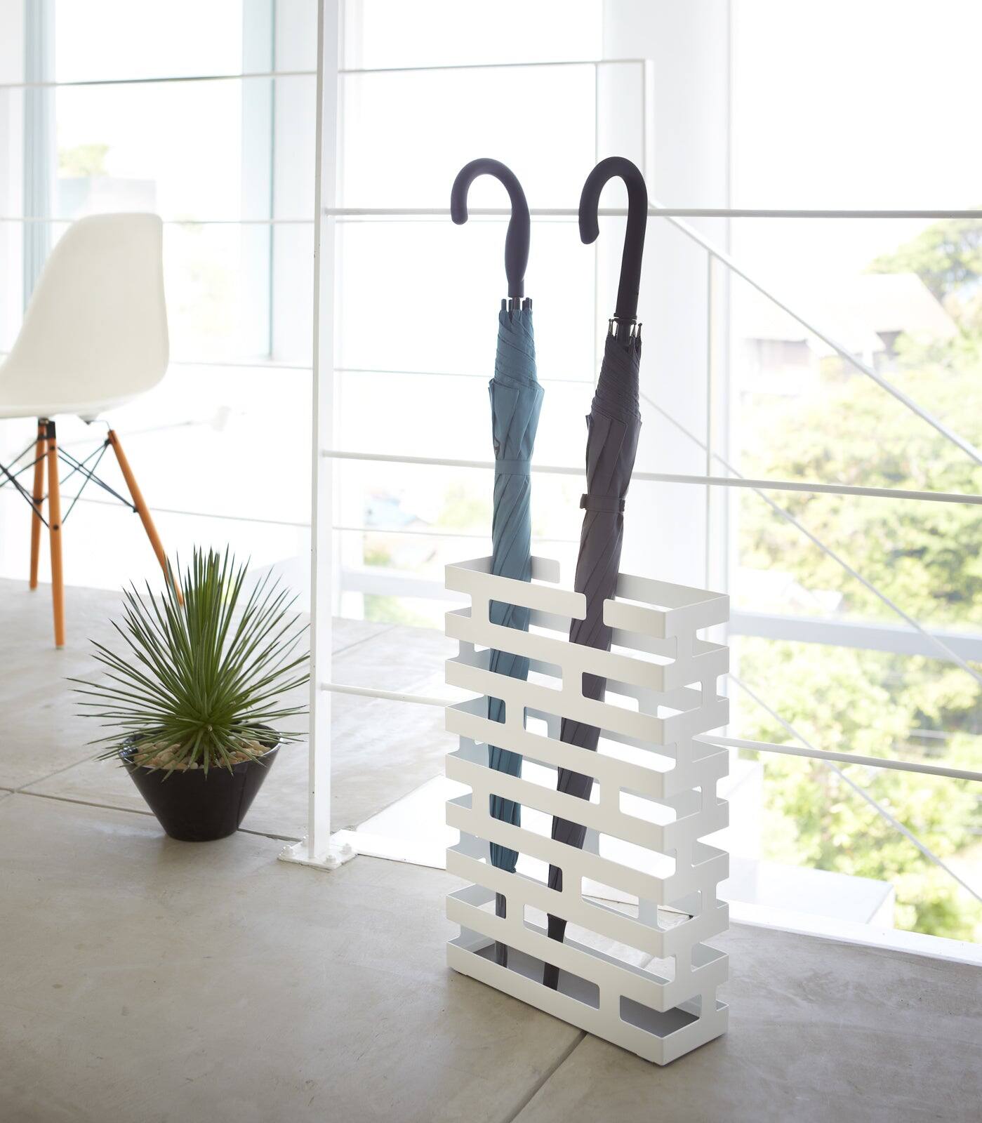 Left. Yamazaki Home - Umbrella Stand - Rectangle - Steel - Wit.
