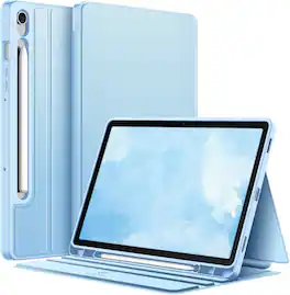 Fintie - Case for Samsung Galaxy Tab S10 Lite/S10 FE/S9 FE/S9, Multiple Angle Stand, Slim Shield, Soft TPU Back Shell Cover - Blue