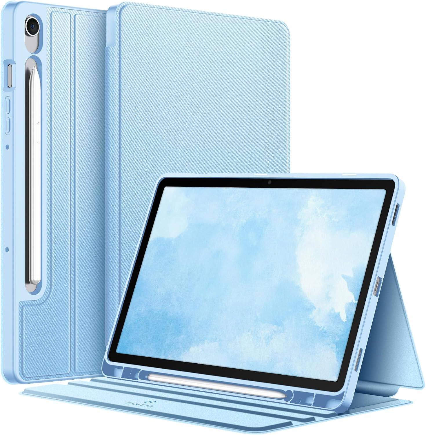 Fintie - Case for Samsung Galaxy Tab S10 Lite/S10 FE/S9 FE/S9, Multiple Angle Stand, Slim Shield, Soft TPU Back Shell Cover - Blue