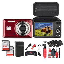 Kodak - Pixpro FZ55 Digital Camera in Red (FZ55RD) Bundle with Accessories