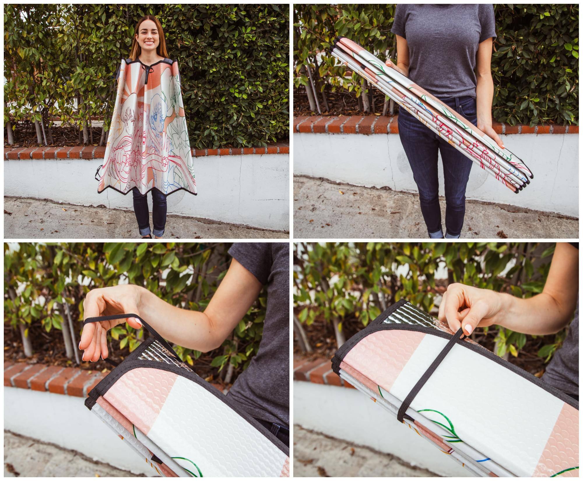 Alt View 2. Surreal Entertainment - Demon Slayer Characters Accordion Sunshade for Car Windshield | 64 x 32 Inches - Orange.