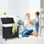 Alt View 14. Costway - Laundry Hamper w/Wheels & Lid, 125L 3-Section Clothes Hamper w/2 Liner Bags - Black.