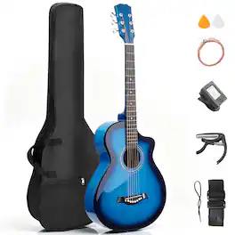 Winado - 38 Inch Steel-String Acoustic Guitar with All Accessories Includes Picks,Strings,Capo,Strap,Tuner,Ideal for Beginners - Blue