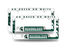 Rico Industries - Michigan MSU Spartan's (Set of 2) Chrome Metal License Plate Frames - Multi