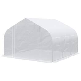 Outsunny - x10 x6.5 ft Walk-in Tunnel Greenhouse with Zippered Mesh Door and 8 Mesh Windows - White