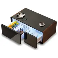 Livtab - Smart Coffee Table with Refrigeration, Freezer Drawer, Wireless Charging, Bluetooth Speaker, Perfect for Living Spaces - Brown - Front_Zoom