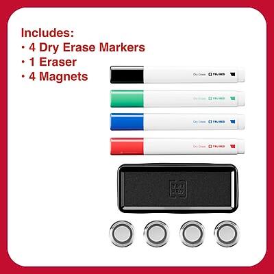 Includes:  
- 4 Dry Erase Markers  
- 1 Eraser  
- 4 Magnets
