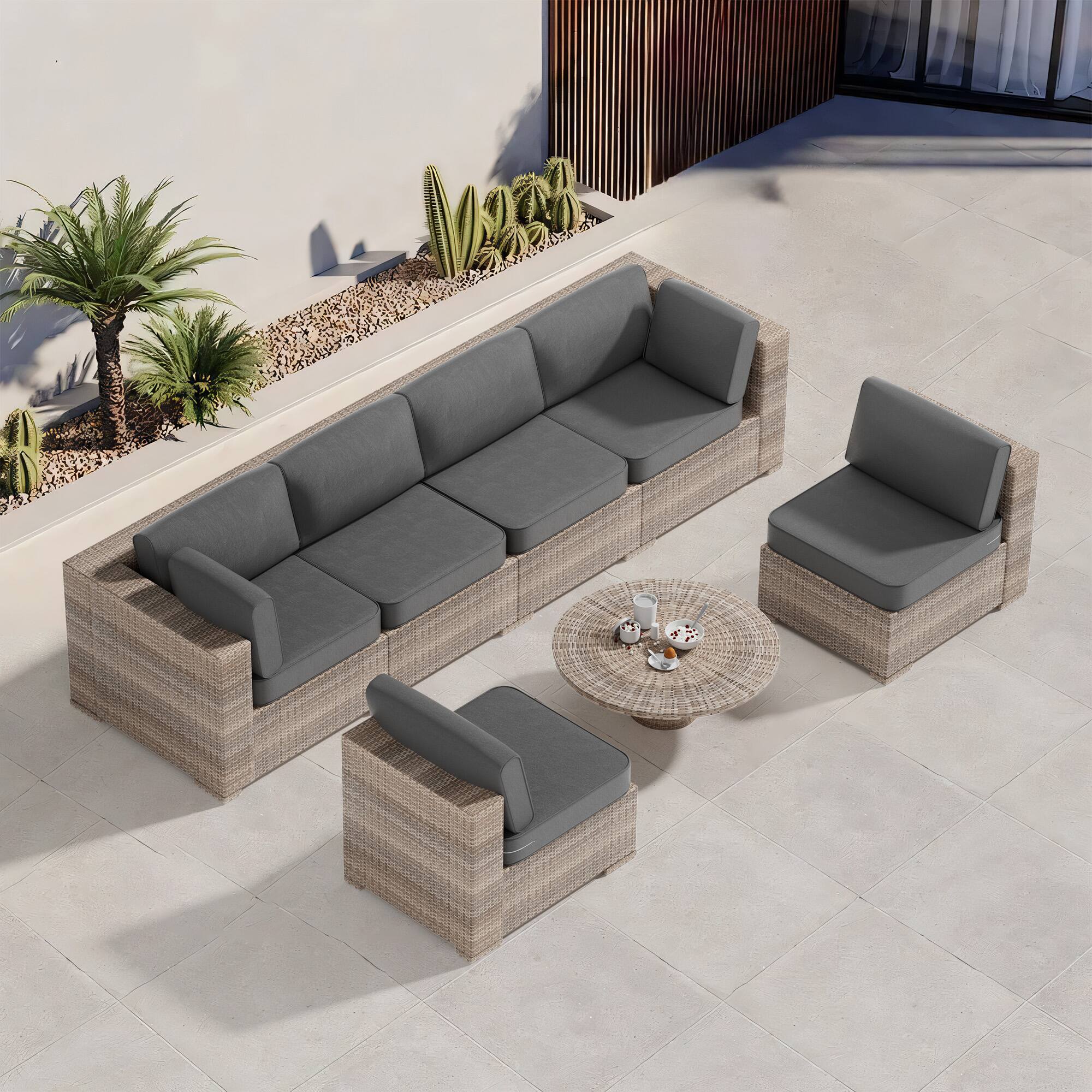 Alt View 1. RYHNUYNE - 14-Piece Outdoor Patio Sofa Cushions, Dark Gray Seat Cushion with Zipper, Water-Resistant Patio Furniture Cushion - Dark gray.