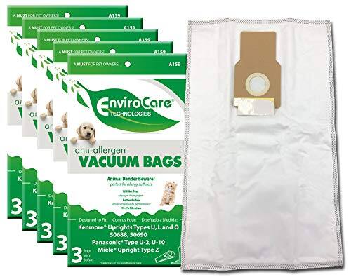 A MUST FOR PET OWNERS
A159
EnviroCare TECHNOLOGIES
anti-allergen VACUUM BAGS
Animal Dander Beware!
perfect for allergy sufferers
Designed to Fit:
Kenmore® Uprights Types U, L and O
50688, 50690
Panasonic Type U-2, U-10
Miele® Upright Type Z
Diseñado a Medida:
Kenmore® Uprights Types U, L and O
50688, 50690
Panasonic Type U-2, U-10
Miele® Upright Type Z