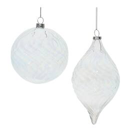 BreeBe - Clear Wavy Glass Ornament (Set of 6) - Blue
