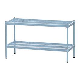 Design Ideas - MeshWorks 2 Tier Full Metal Storage Shelving Unit Rack - Sky Blue