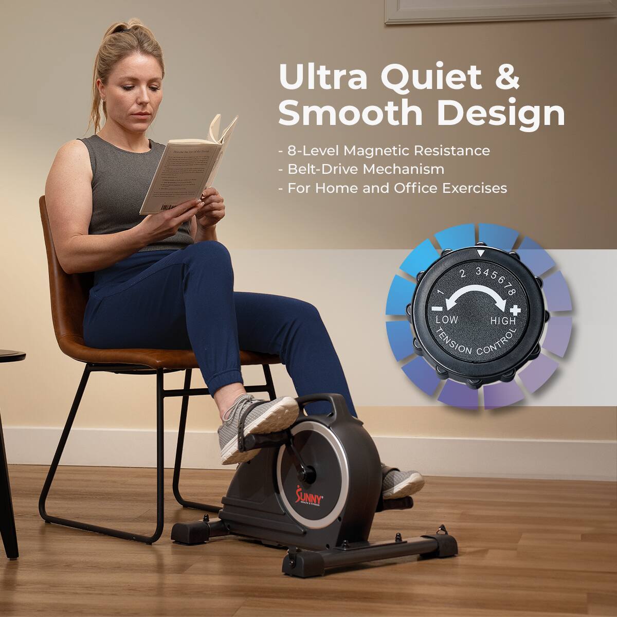 Sunny Health & Fitness Premium Smart Magnetic Mini Exercise Bike